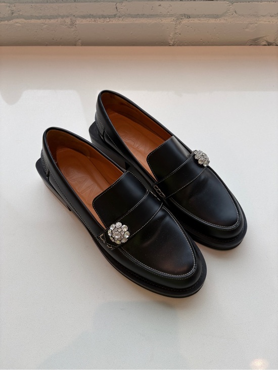Ganni Shoes - GANNI Black Loafer with Crystal Detail